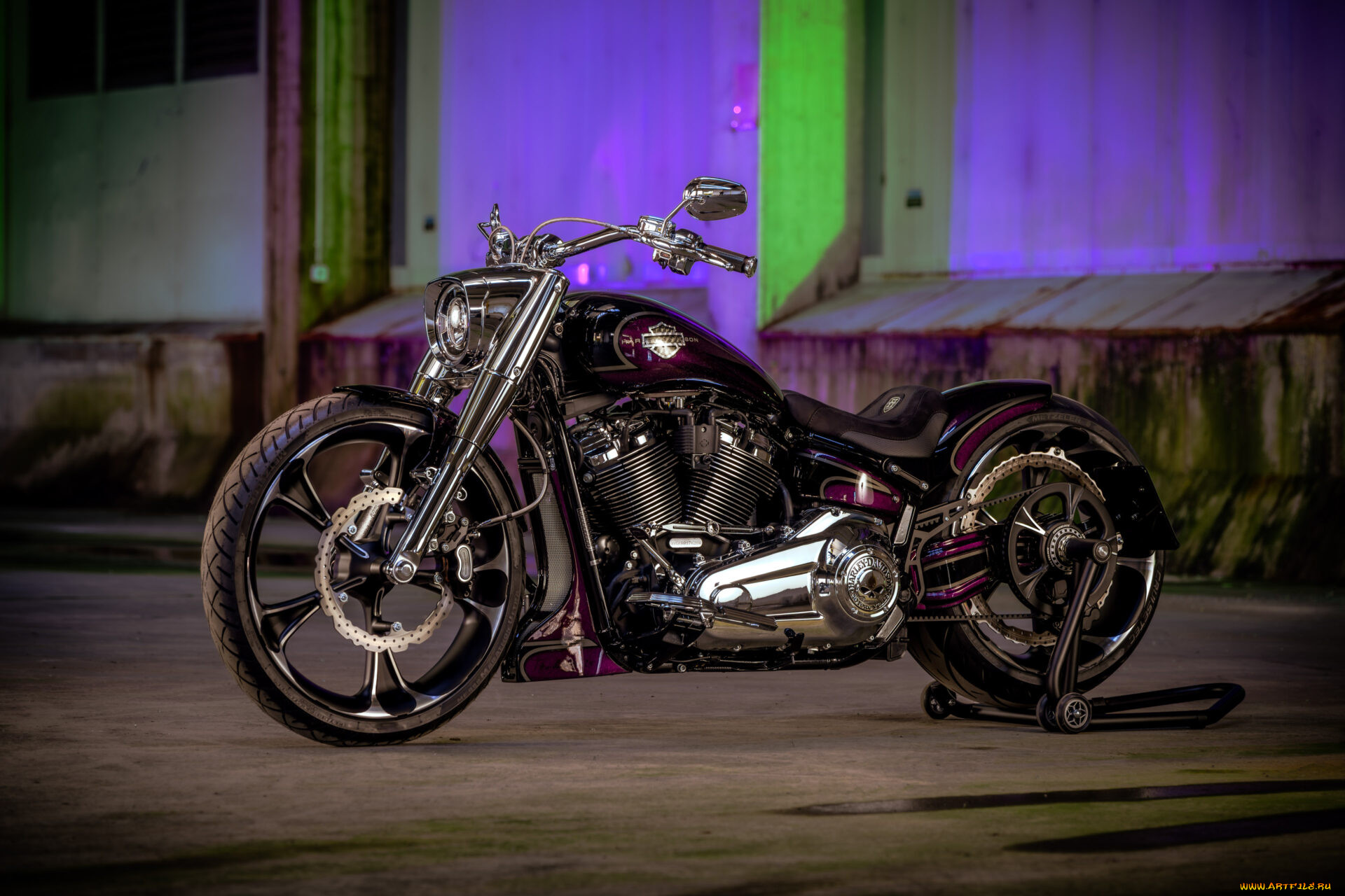 , harley-davidson, softail, fat, boy, customized, custombikes, royal, purple